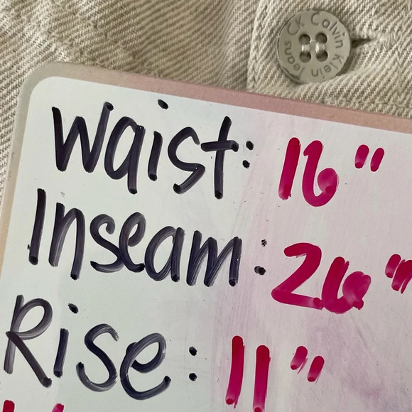 Y2K CALVIN KLEIN JEANS Flax/Cotton Blend Capri Cropped Cream Color Pants size 12 - Picture 6 of 6